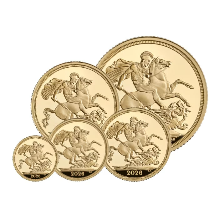 2026年 英国 ソブリン金貨 .9167 純度 プルーフ仕様 5枚セット（合計69.895グラム）