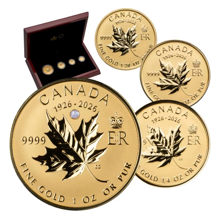 2026年 カナダ メイプルリーフ .9999 リバースプルーフ金貨 4枚セット