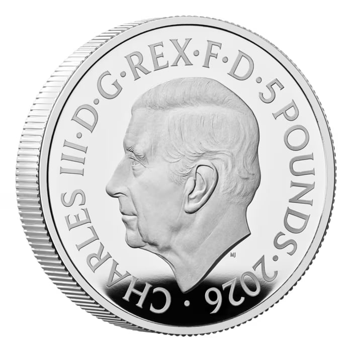 2026年 イギリス エリザベス2世女王 第2肖像 .925 プルーフ厚銀貨 56.56グラム