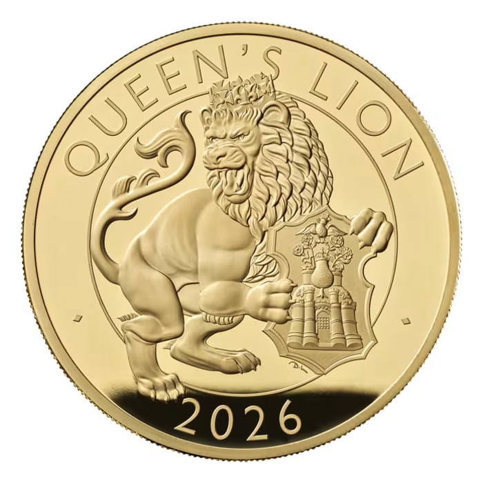 2026年 英国 チューダー王室の神獣シリーズ — 女王のライオン .9999 純金製 プルーフ金貨 5オンス
