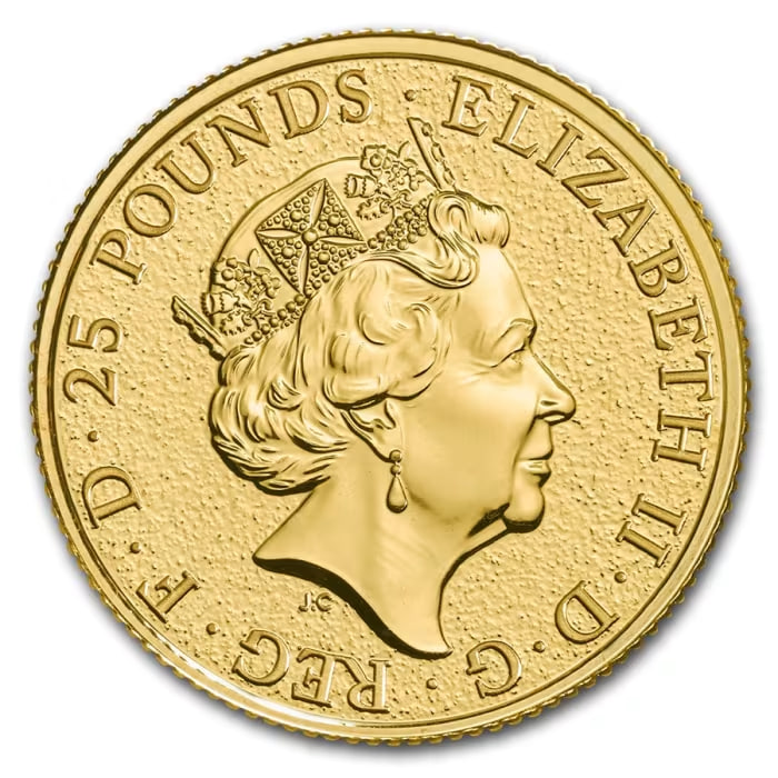 2017年 イギリス 女王の獣シリーズ － ウェールズの赤い竜 .9999 純金製 1/4オンス金貨