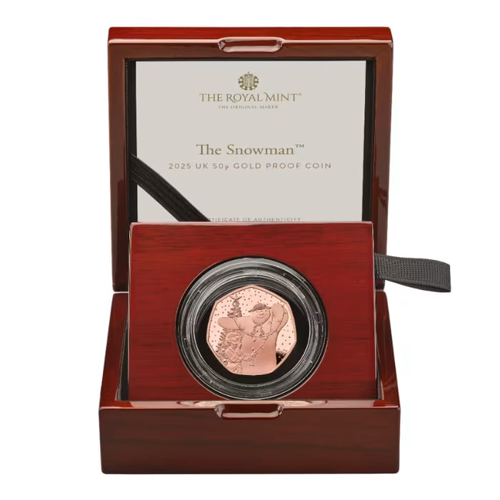 2025年 イギリス製 スノーマン（雪だるま）純度91.67% プルーフ金貨 15.5グラム